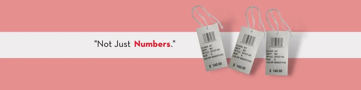 Text: Not just Numbers. Mall Price tag