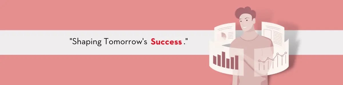 Digital graphs and a person studying them. Text on Visual: "Shaping Tomorrow's Success"