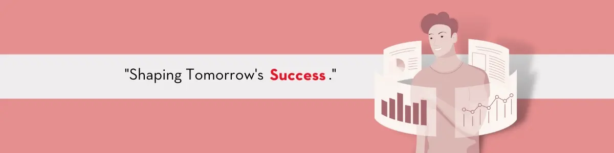 Digital graphs and a person studying them. Text on Visual: "Shaping Tomorrow's Success"