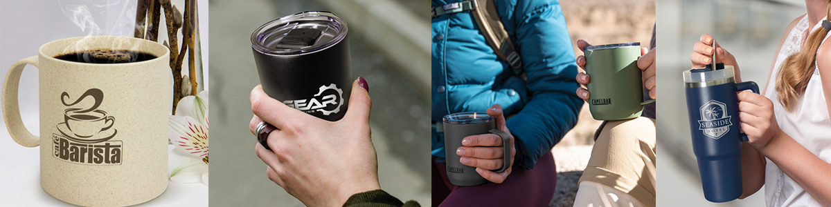 mugs or tumblers and as a welcome kit for new employees