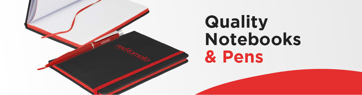 quality notebooks and pens as promotional items